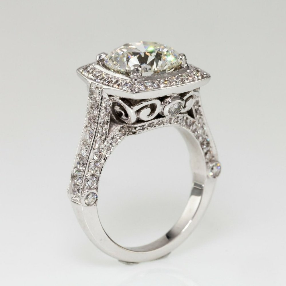 3.05 carat Round Brilliant Diamond 14k White Gold Engagement Ring GIA Certified - Picture 5 of 9